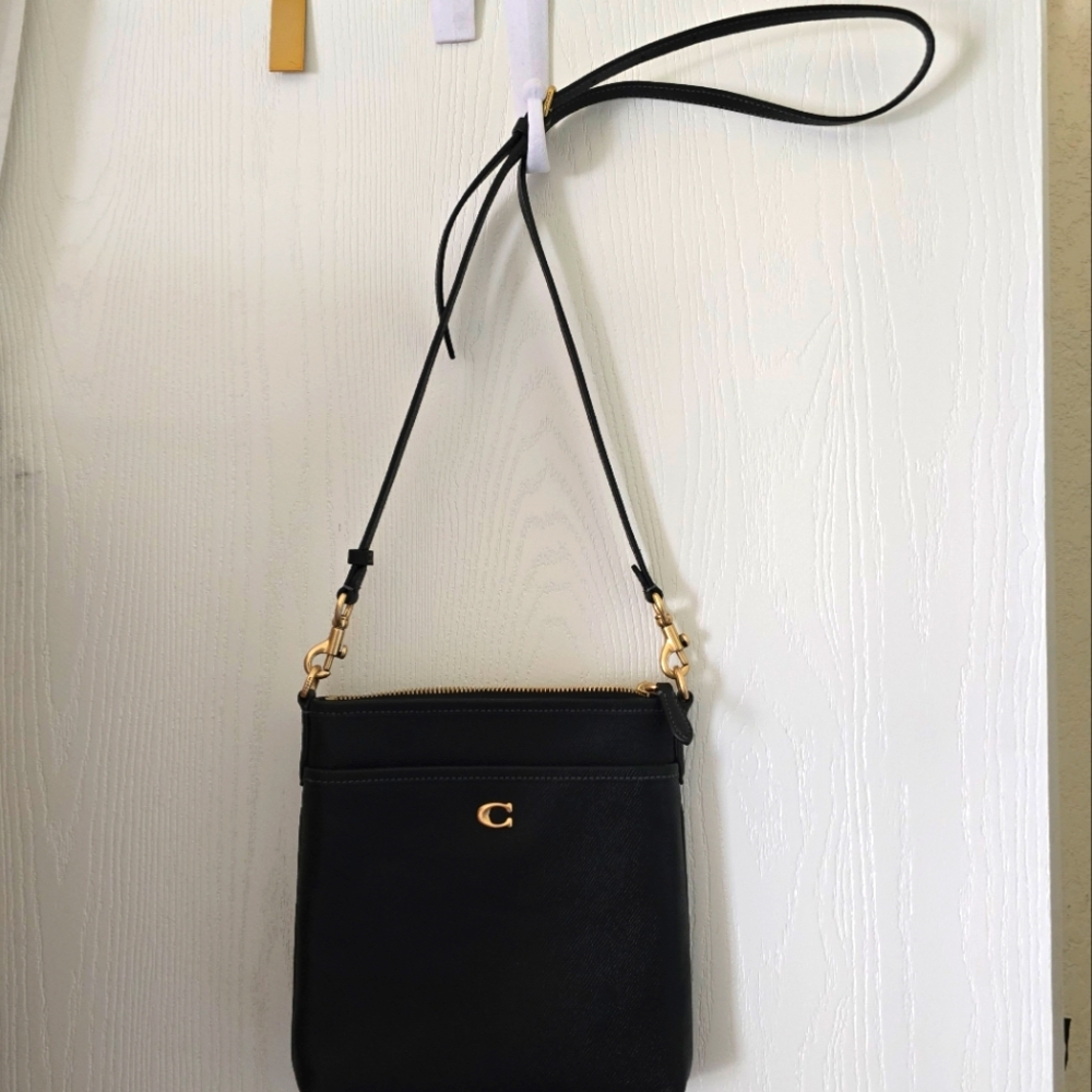 NWOT Coach Black Leather Crossbody Bag